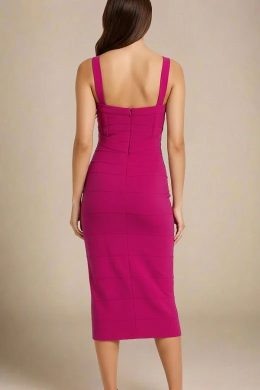 Heidi Bandage Midi Dress - Magenta Pink (Sale) - Image 3