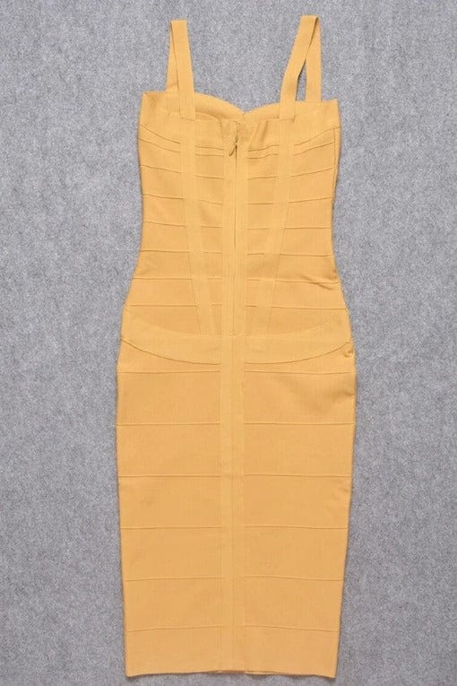 Heidi Bandage Midi Dress - Mustard Yellow - Image 13