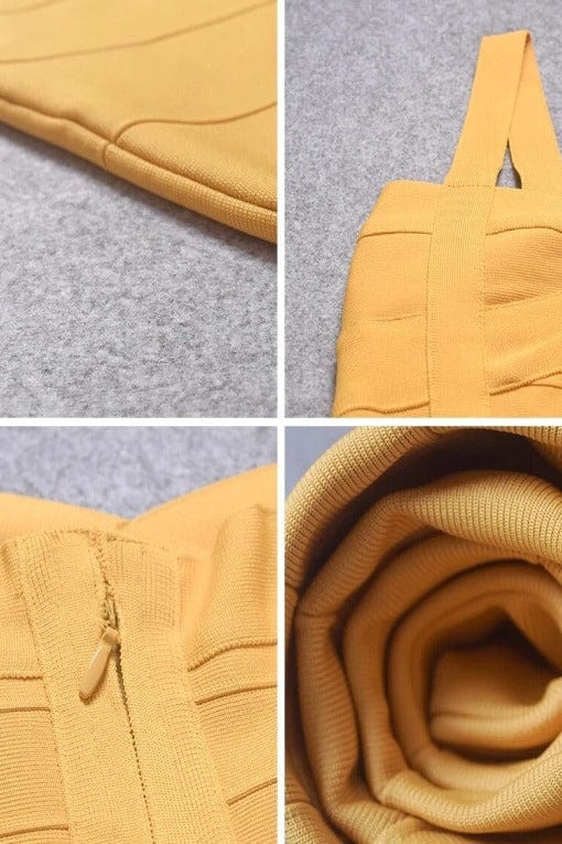 Heidi Bandage Midi Dress - Mustard Yellow - Image 14