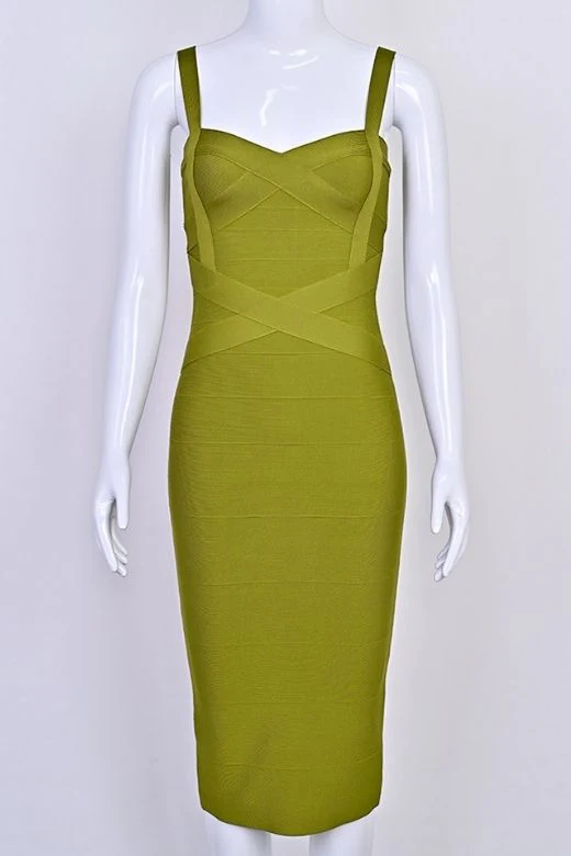 Heidi Bandage Midi Dress - Olive Green - Image 11