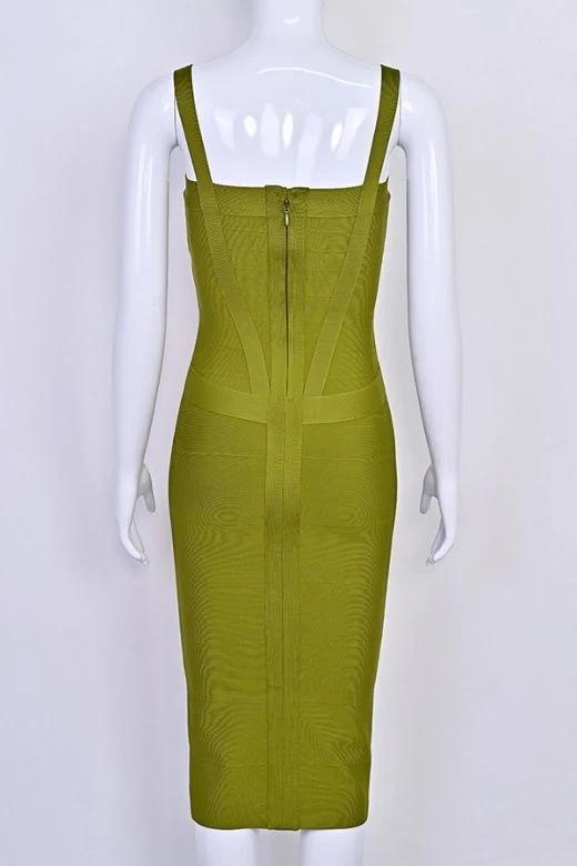 Heidi Bandage Midi Dress - Olive Green - Image 12