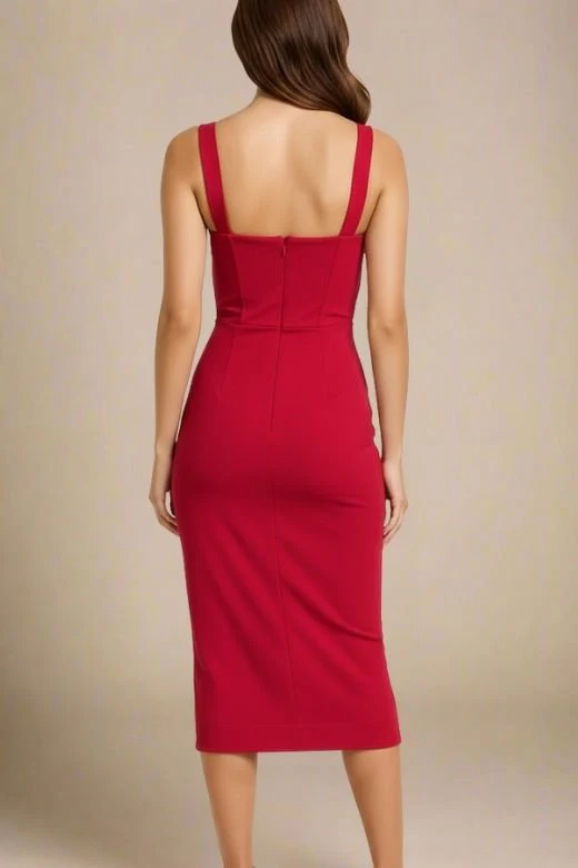 Heidi Bandage Midi Dress - Red Wine (Sale) - Image 3