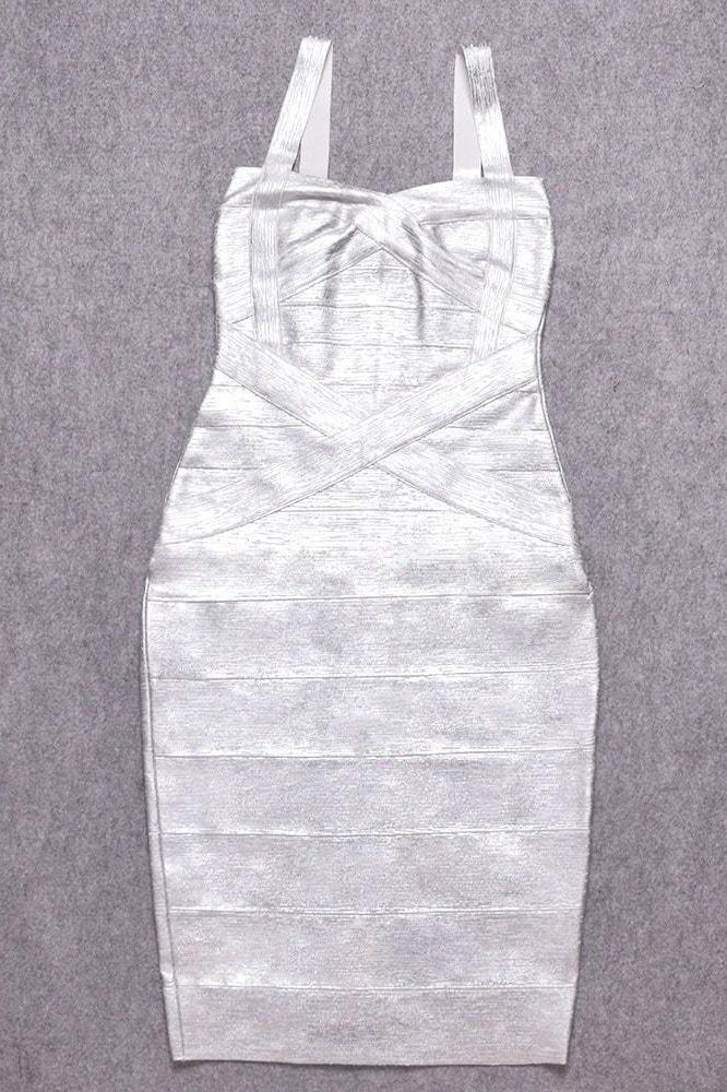 Heidi Bandage Midi Dress - Silver - Image 12