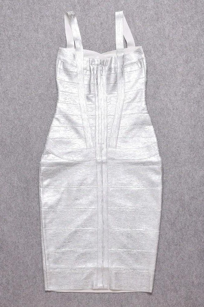 Heidi Bandage Midi Dress - Silver - Image 13