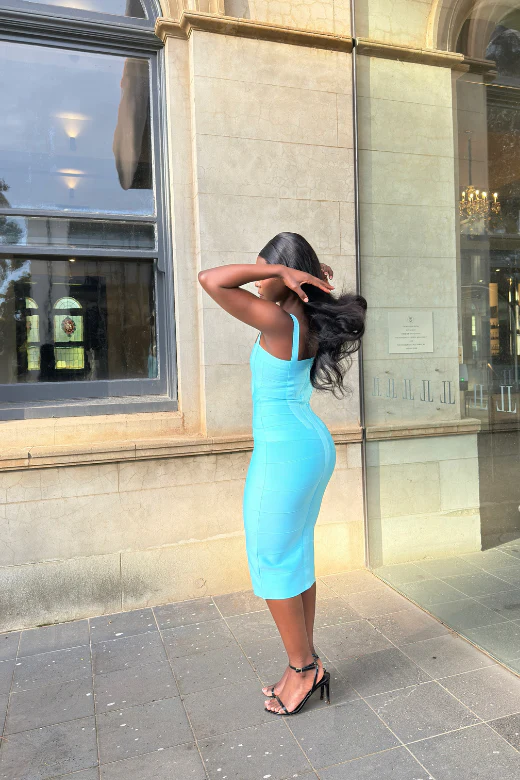 Heidi Bandage Midi Dress - Sky Blue - Image 3