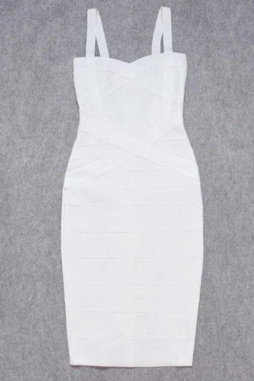 Heidi Bandage Midi Dress - White Pearl (Sale) - Image 7