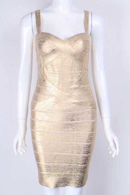 Heidi Bandage Mini Dress - Gold - Image 10