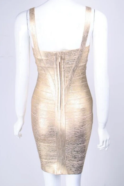 Heidi Bandage Mini Dress - Gold - Image 11