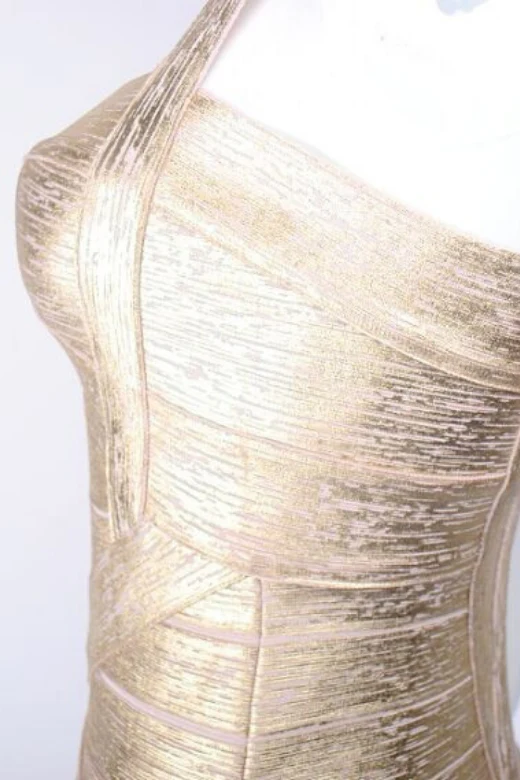 Heidi Bandage Mini Dress - Gold - Image 12