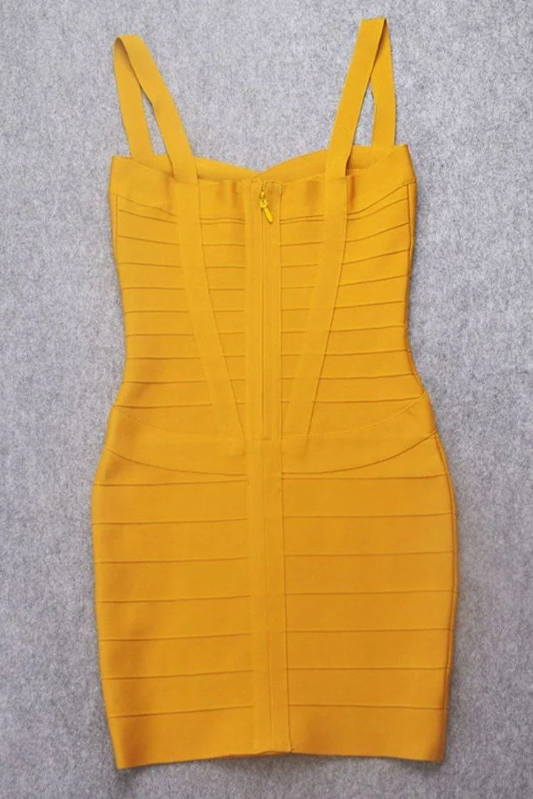 Heidi Bandage Mini Dress - Mustard Yellow - Image 11
