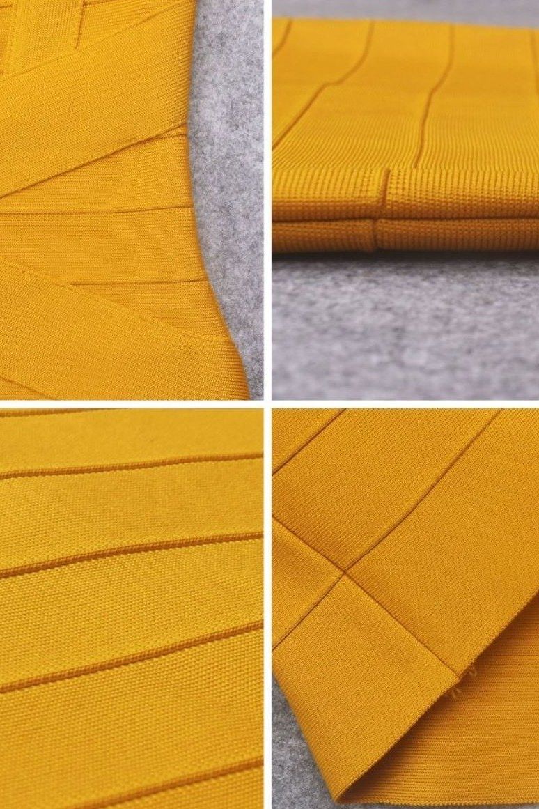Heidi Bandage Mini Dress - Mustard Yellow - Image 12