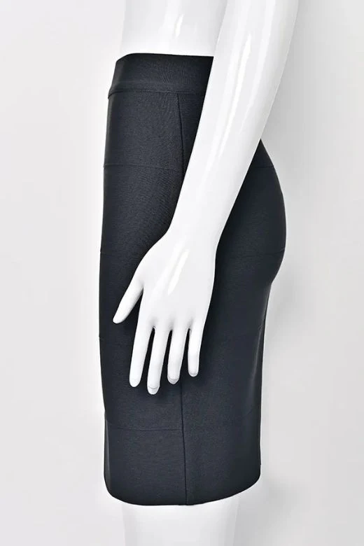 High Waist Bandage Mini Skirt - Classic Black - Image 10