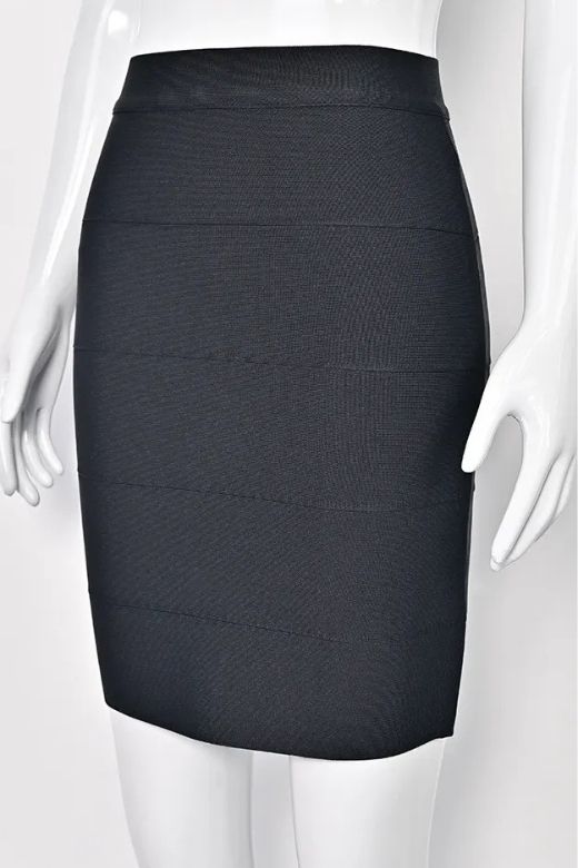 High Waist Bandage Mini Skirt - Classic Black - Image 11