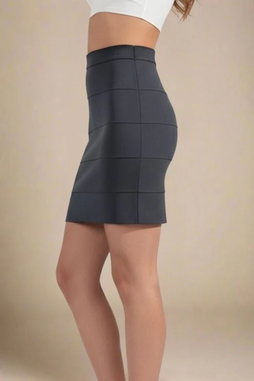 High Waist Bandage Mini Skirt - Classic Black - Image 2