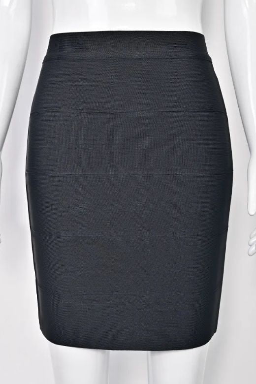 High Waist Bandage Mini Skirt - Classic Black - Image 9