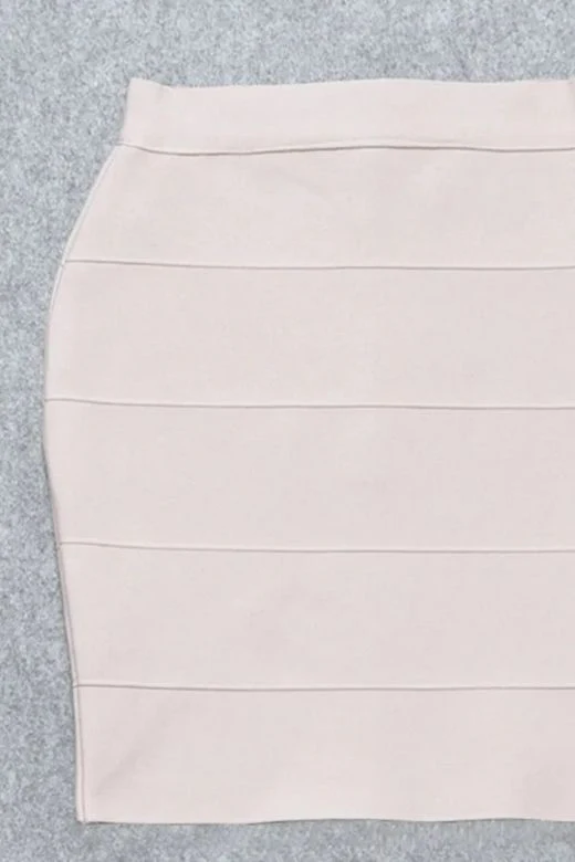 High Waist Bandage Mini Skirt - Cream - Image 9