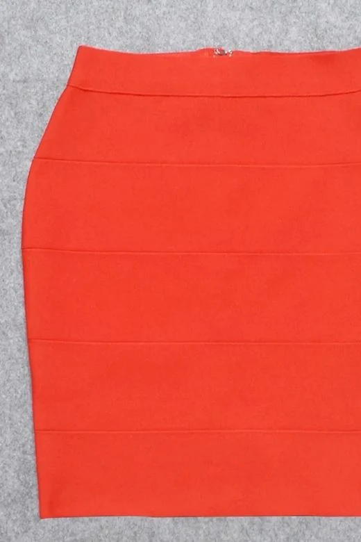 High Waist Bandage Mini Skirt - Lipstick Red - Image 9