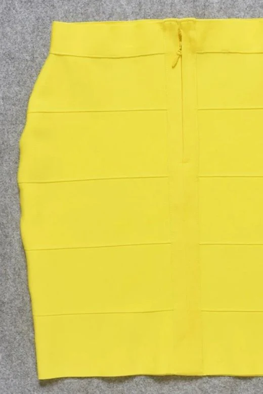 High Waist Bandage Mini Skirt - Sun Yellow - Image 10