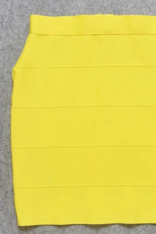 High Waist Bandage Mini Skirt - Sun Yellow - Image 9