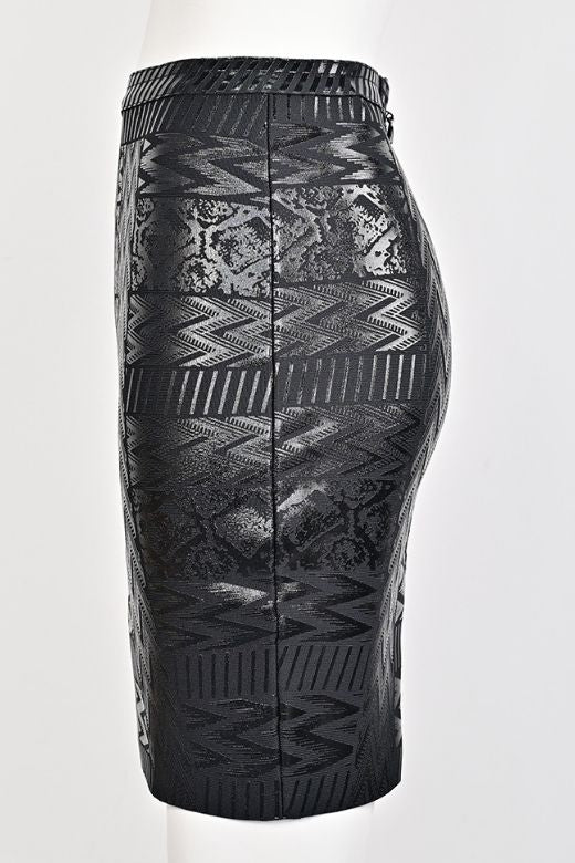 High Waist Metallic Leather Mini Skirt - Classic Black - Image 9