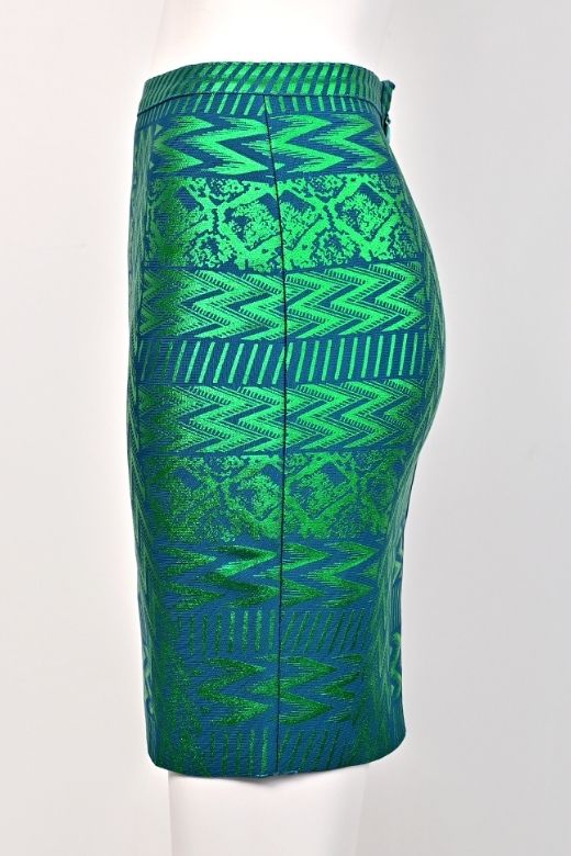 High Waist Metallic Leather Mini Skirt - Emerald Green - Image 10