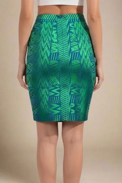 High Waist Metallic Leather Mini Skirt - Emerald Green - Image 4