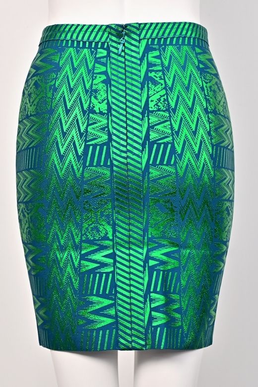 High Waist Metallic Leather Mini Skirt - Emerald Green - Image 9