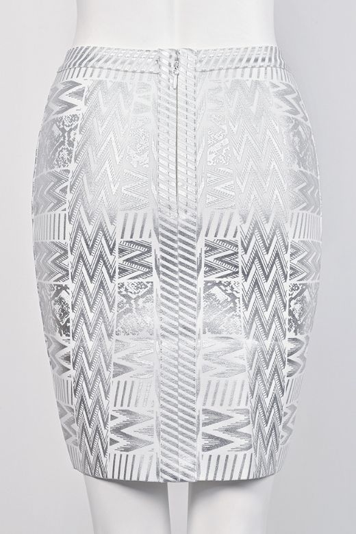 High Waist Metallic Leather Mini Skirt - Silver - Image 8