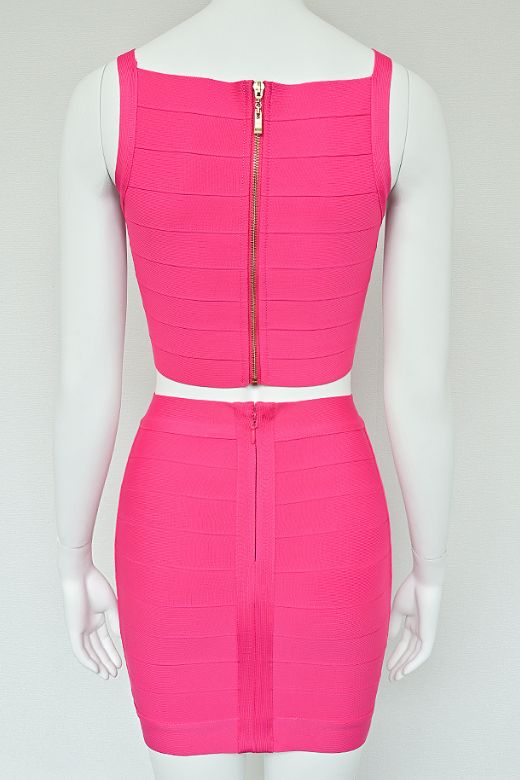 India Bandage Top and Mini Skirt Set - Hot Pink - Image 10