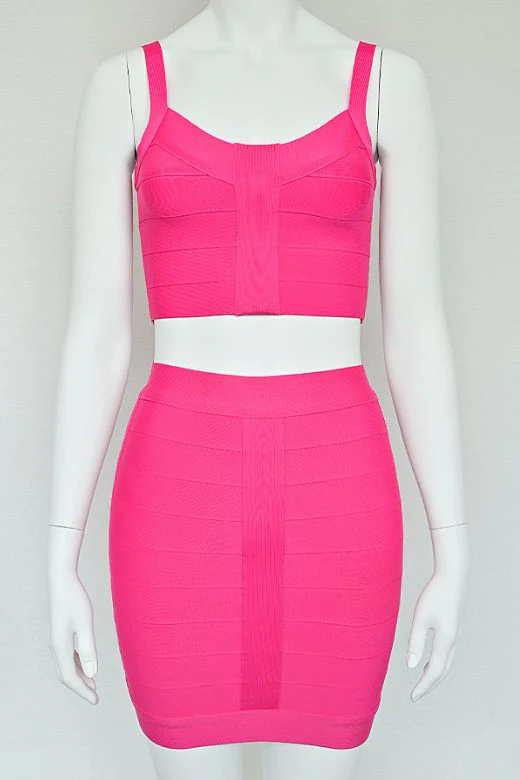 India Bandage Top and Mini Skirt Set - Hot Pink - Image 8