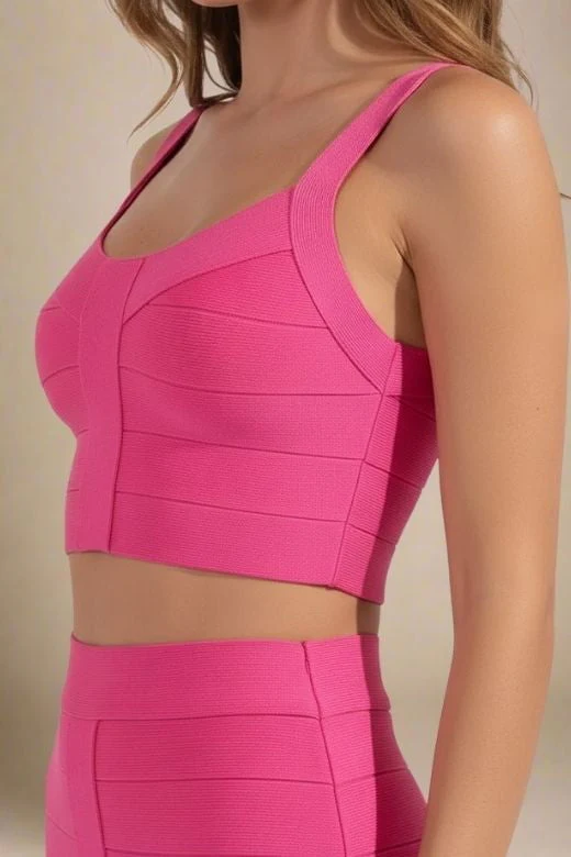 India Bandage Top and Mini Skirt Set - Hot Pink - Image 4