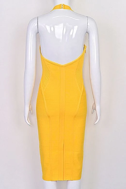 Isabella Bandage Midi Dress - Mustard Yellow - Image 7