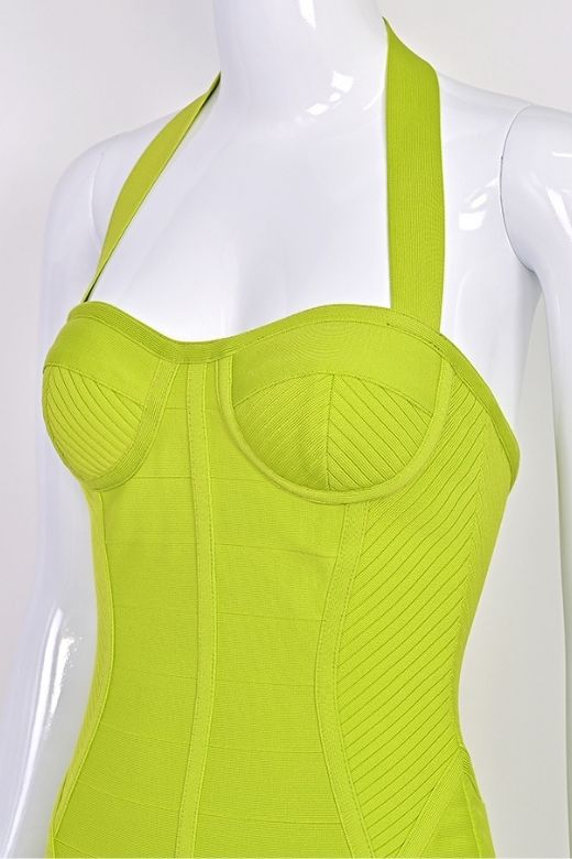 Isabella Bandage Mini Dress - Neon Green - Image 9