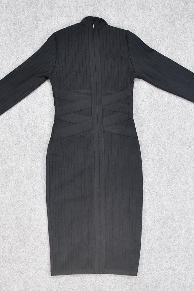Jane Long Sleeve Bodycon Midi Dress - Classic Black - Image 10