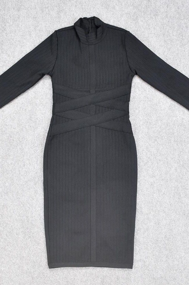 Jane Long Sleeve Bodycon Midi Dress - Classic Black - Image 9