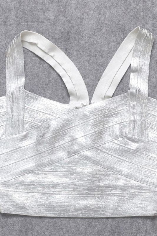 Jay Bandage Leather Crop Top - Silver - Image 10