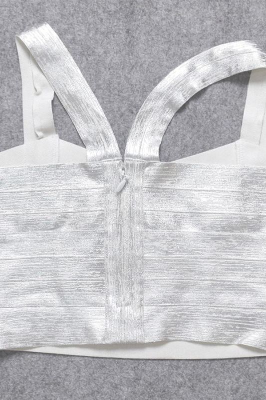 Jay Bandage Leather Crop Top - Silver - Image 11
