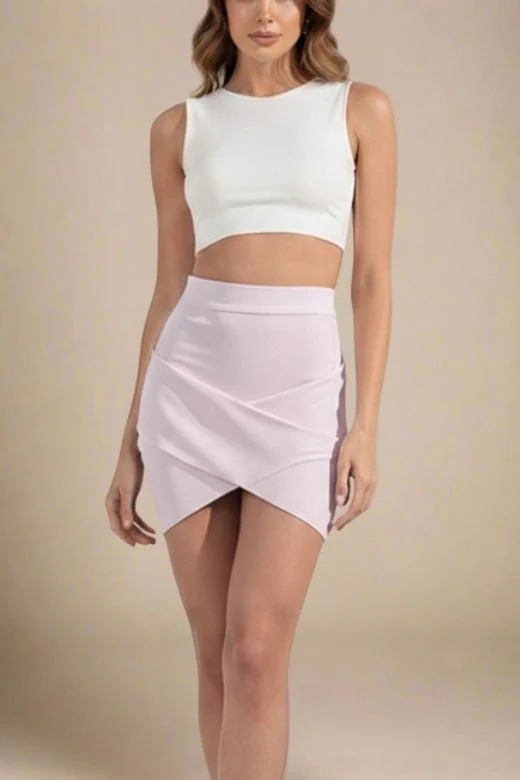 Jay High Waist Bandage Mini Skirt - Cream - Image 3