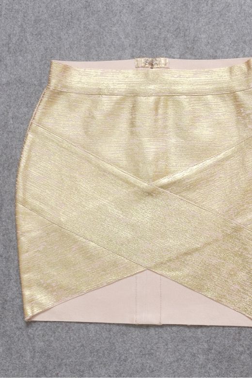 Jay High Waist Bandage Mini Skirt - Gold - Image 7