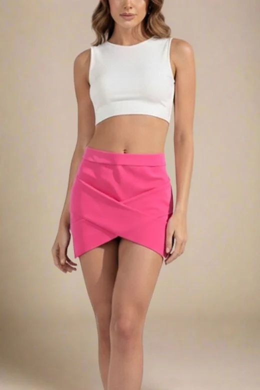 Jay High Waist Bandage Mini Skirt - Hot Pink - Image 4