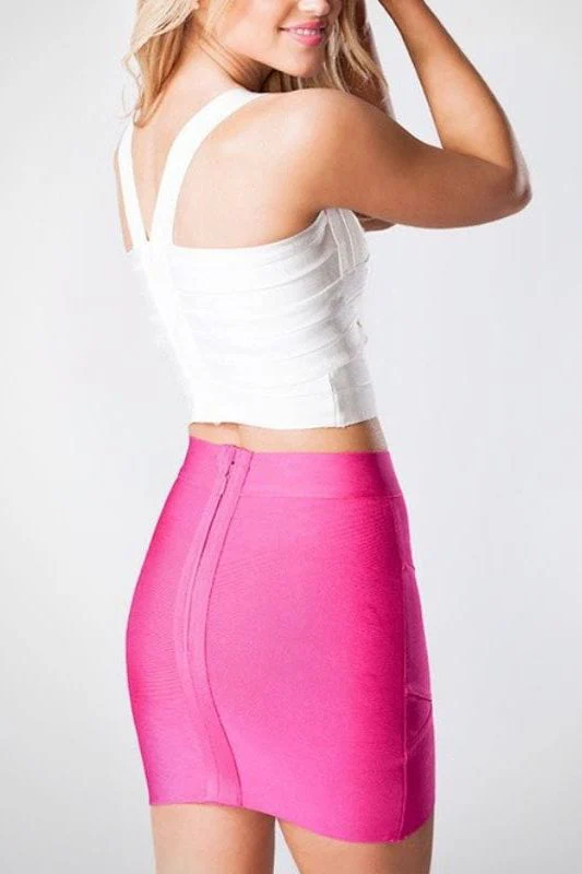Jay High Waist Bandage Mini Skirt - Hot Pink - Image 6