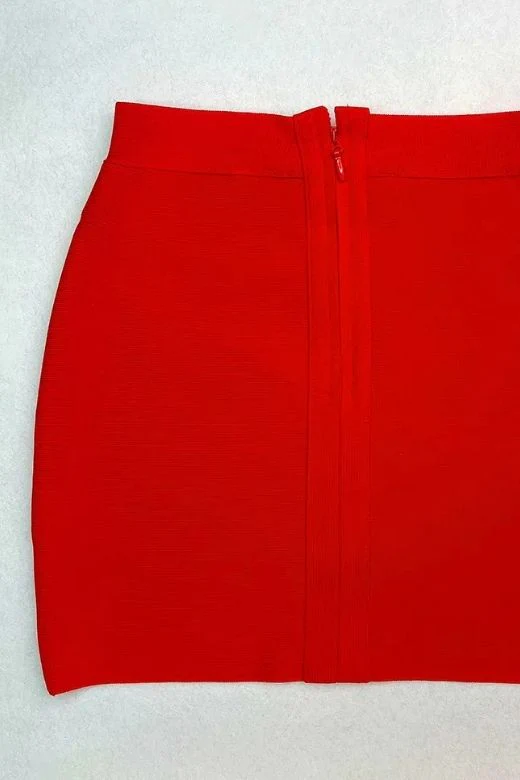 Jay High Waist Bandage Mini Skirt - Lipstick Red - Image 8