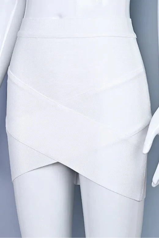 Jay High Waist Bandage Mini Skirt - White Pearl - Image 10