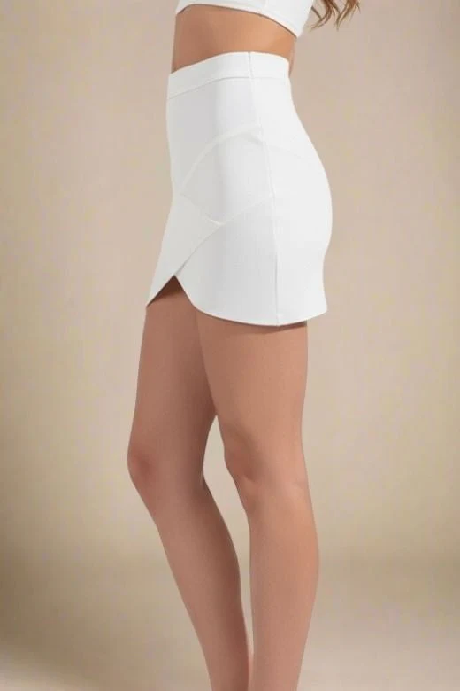 Jay High Waist Bandage Mini Skirt - White Pearl - Image 2