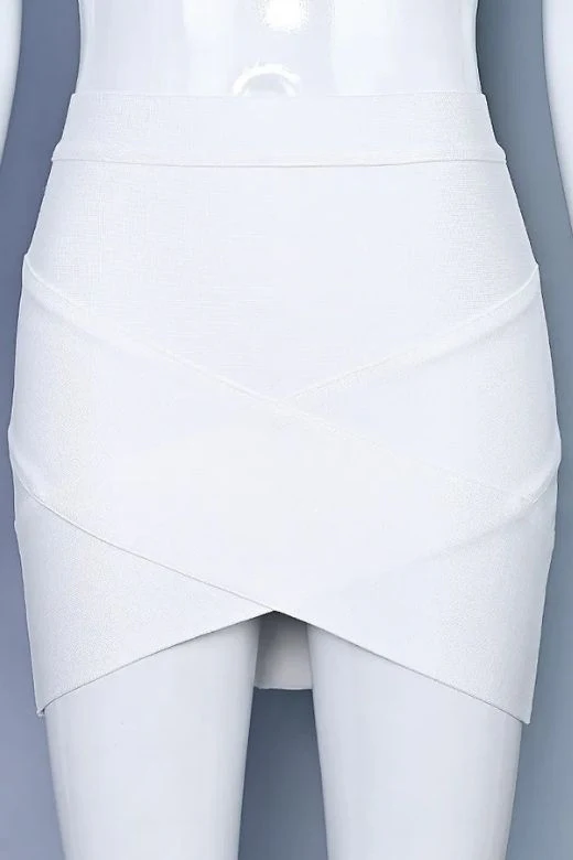 Jay High Waist Bandage Mini Skirt - White Pearl - Image 8