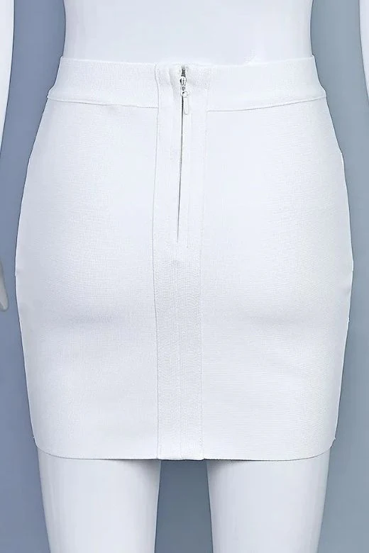 Jay High Waist Bandage Mini Skirt - White Pearl - Image 9