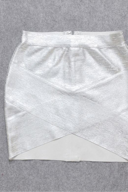 Jay High Waist Bandage Mini Skirt - Silver - Image 7