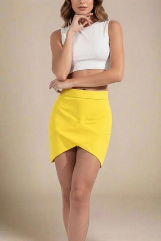 Jay High Waist Bandage Mini Skirt - Sun Yellow - Image 2