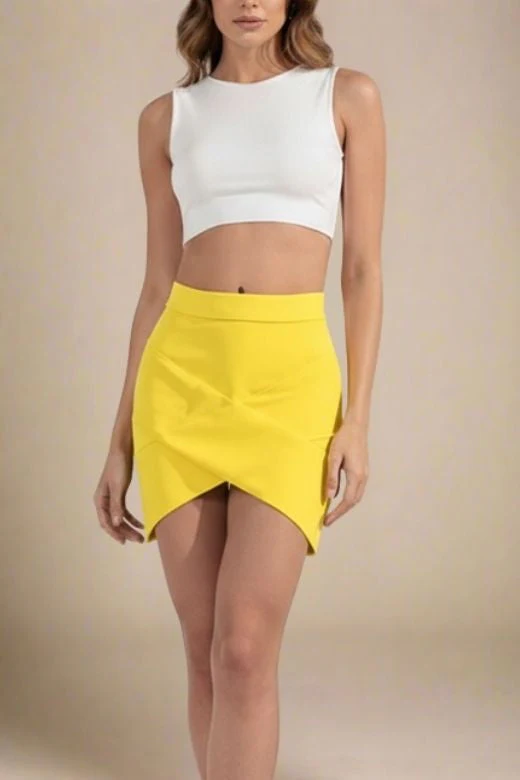 Jay High Waist Bandage Mini Skirt - Sun Yellow - Image 3