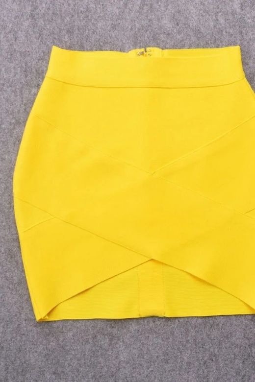 Jay High Waist Bandage Mini Skirt - Sun Yellow - Image 7